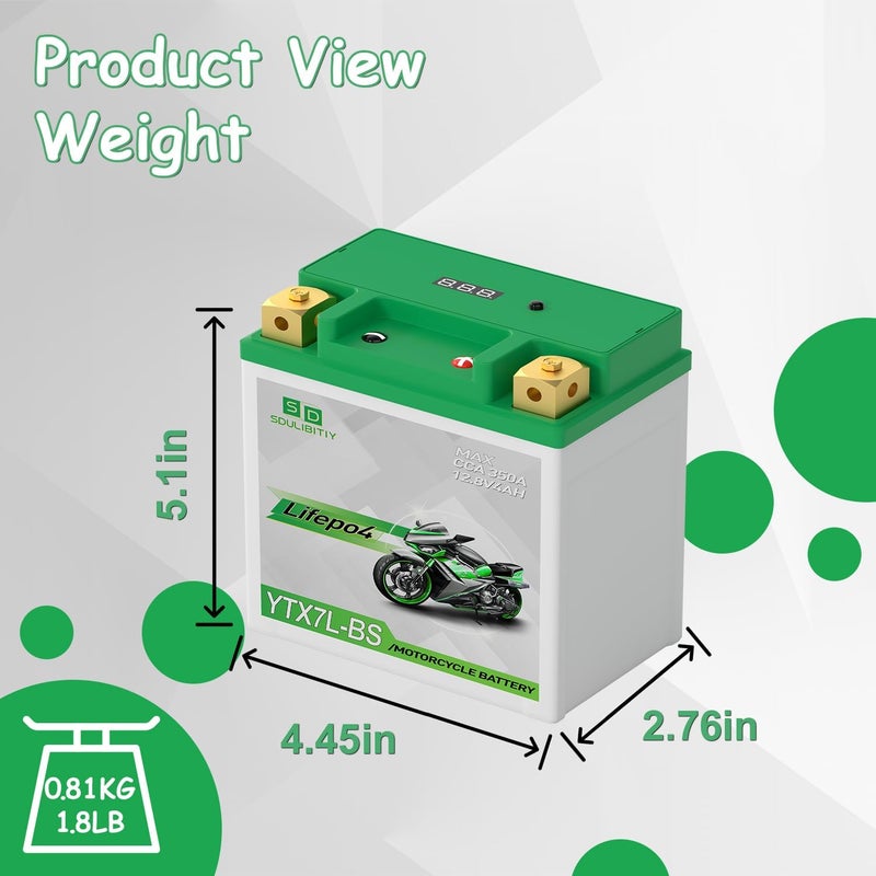 SDULIBITIY بطارية دراجة نارية YTX7L-BS ليثيوم LiFePO4 12V 4Ah 300A بديل بطارية YTX5L-BS YTZ7S-BS YTX4L-BS YTZ5S-BS للدراجات الرباعية، UTV، 4 عجلات، PWC، Seadoo، Polaris وبطارية مولدات - Image 5
